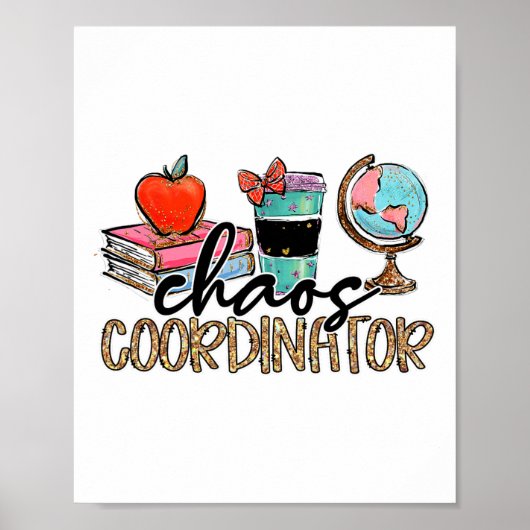 Chaos Coordinator Teacher Fun Teacher Humor Leopar Poster (Vorne)