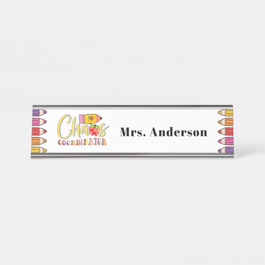 Chaos Coordinator Teacher Gift Schreibtischnamensplakette (Vorderseite )