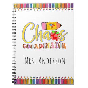 Chaos Coordinator Teacher Name Notebook Notizblock