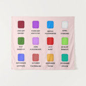 Chaos Emerald Birthstone Chart Pink Wandteppich (Vorderseite (Horizontal))