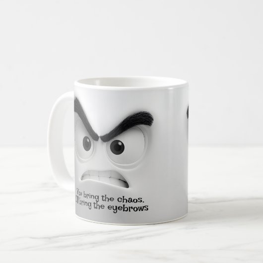Chaos & Eyebrows, Add Name Message Expressive Face Kaffeetasse (Vorderseite Links)