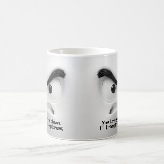 Chaos & Eyebrows, Add Name Message Expressive Face Kaffeetasse (Mittel)