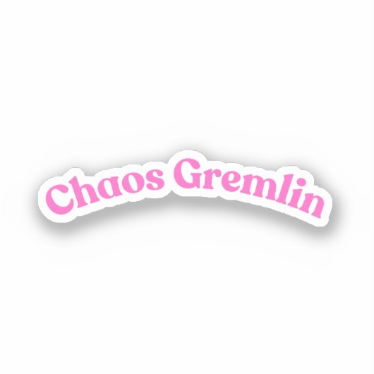 Chaos Gremlin | Funny Pink Bubble Letter Aufkleber (Vorderseite)