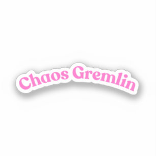 Chaos Gremlin Lustiger rosa Blasenbuchstabe Aufkleber