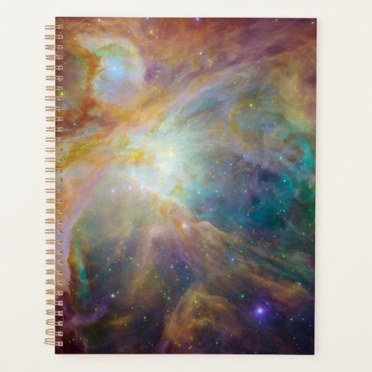 Chaos im Herzen des Orion Spitzer Hubble Composite Planer (Vorderseite)