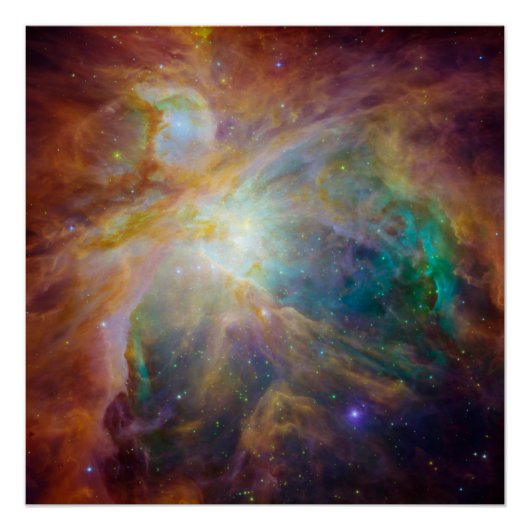 Chaos im Herzen des Orion Spitzer Hubble Composite Poster (Vorderseite)