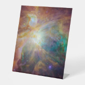 Chaos im Herzen des Orion Spitzer Hubble Composite Sockelschild (Vorderseite)