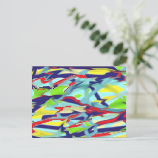 Chaos in Form Digital Art Postcard - Blau Postkarte (Stehend Vorderseite)