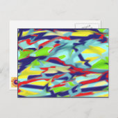 Chaos in Form Digital Art Postcard - Blau Postkarte (Vorne/Hinten)