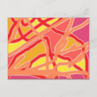 Chaos in Form Digital Art Postcard - Rosa