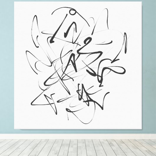 Chaos in Tinte - Abstraktion expressiver Linien Leinwanddruck (Insitu (Holzboden))