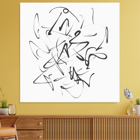 Chaos in Tinte - Abstraktion expressiver Linien Leinwanddruck (Insitu (Wohnzimmer))