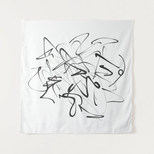 Chaos in Tinte - Abstraktion expressiver Linien Wandteppich (Vorderseite (Horizontal))