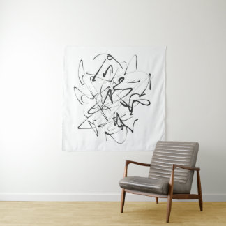 Chaos in Tinte - Abstraktion expressiver Linien Wandteppich