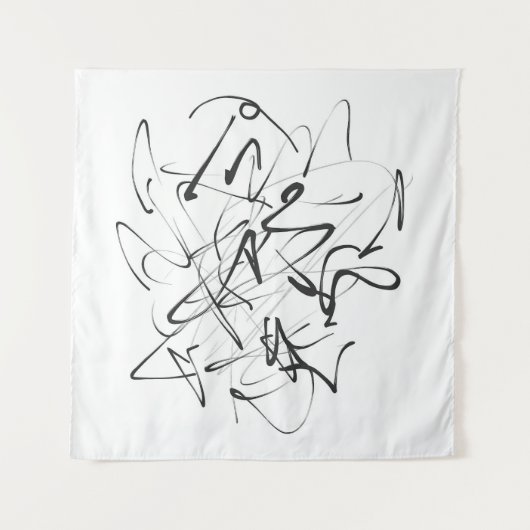 Chaos in Tinte - Abstraktion expressiver Linien Wandteppich (Vorderseite)