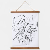 Chaos in Tinte - Abstraktion expressiver Linien Wandteppich Mit Holzrahmen (Vorderseite)