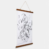 Chaos in Tinte - Abstraktion expressiver Linien Wandteppich Mit Holzrahmen (Gewinkelt)