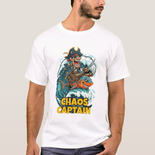 Chaos Kapitän Pirat Reitender Hai Lustig T-Shirt