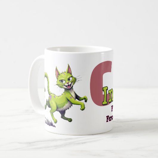 Chaos-Katze-Tasse – Incitata: Munter im Bett Kaffeetasse (Vorderseite Links)