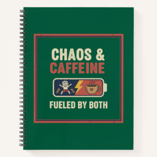 Chaos & Koffein Lustige Retro-Elternschaft Mama Pa Notizblock
