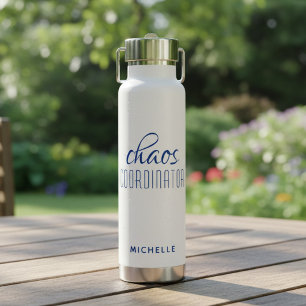 Chaos-Koordinator Blaue Kalligrafie-Schrift Name Trinkflasche