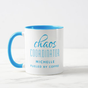 Chaos-Koordinator Blue Typografy Personalisiert Tasse