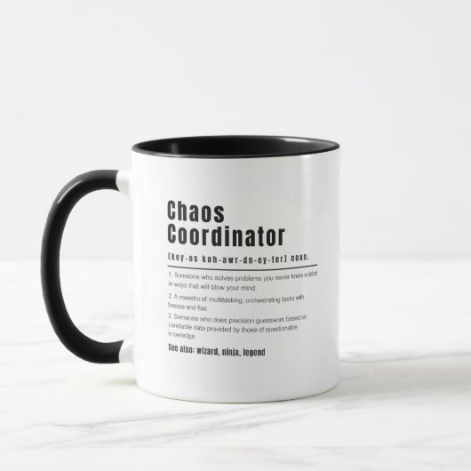 Chaos-Koordinator Definition Büro-Manager Geschenk Tasse (Links)