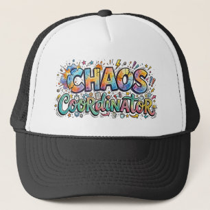 Chaos-Koordinator Farbige Kritzel-Typografie Truckerkappe