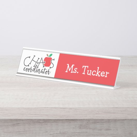 Chaos-Koordinator-Geschenk für Lehrer Schreibtischnamensplakette (Vorderseite )