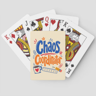 Chaos-Koordinator Lehrer Zurück zur Schule Design Spielkarten