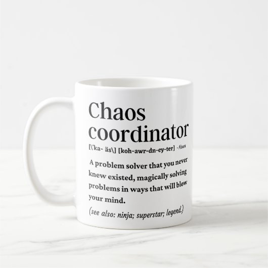 Chaos-Koordinator lustige Definition Kaffeetasse (Links)