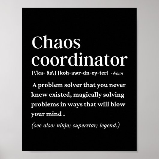 Chaos-Koordinator lustige Definition Poster (Vorne)