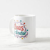 Chaos-Koordinator Lustiger Arbeitsbecher Kaffeetasse (Vorderseite Links)