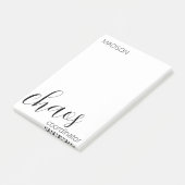 Chaos-Koordinator Moderner schwarzer Skriptname Post-it Klebezettel (angewinkelt)