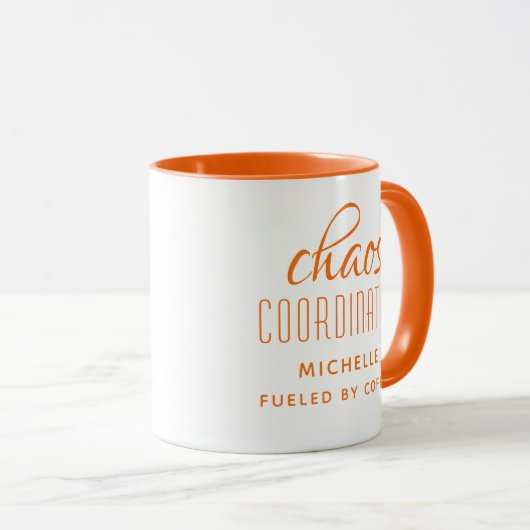 Chaos-Koordinator Orange Typografy Personalisiert Tasse (VorderseiteRechts)