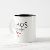 Chaos-Koordinator Parenting lustig Zweifarbige Tasse (Vorderseite Links)
