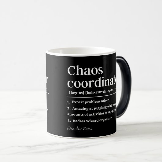 Chaos-Koordinator Personalisiert Funny Definition Verwandlungstasse (VorderseiteRechts)