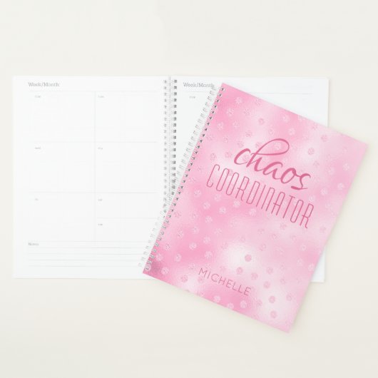 Chaos Koordinator Pink Girly Glitzer Personalisier Planer (Anzeige)