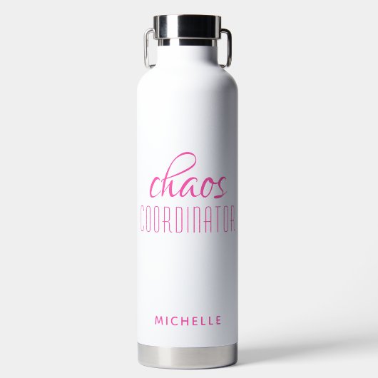 Chaos-Koordinator Pink-Kalligrafie-Skriptname Trinkflasche (Vorderseite)