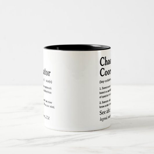 Chaos-Koordinator Sarcastic Definition Funny Zweifarbige Tasse (Mittel)