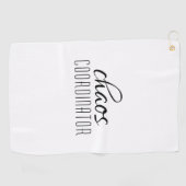 Chaos-Koordinator Schwarz-Weiß-Typografischer Text Golfhandtuch (Horizontal)