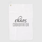 Chaos-Koordinator Schwarz-Weiß-Typografischer Text Golfhandtuch (Vorderseite)