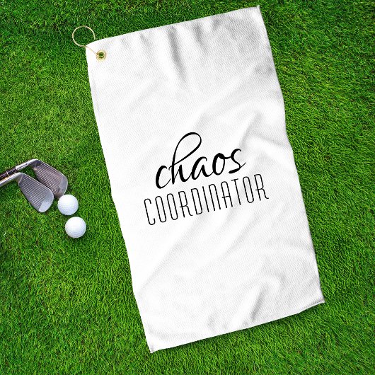 Chaos-Koordinator Schwarz-Weiß-Typografischer Text Golfhandtuch