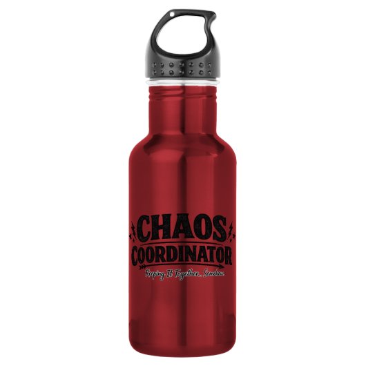 Chaos-Koordinator-Typografie-Design Edelstahlflasche (Vorderseite)