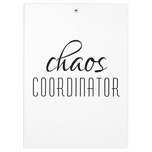 Chaos-Koordinator Typografischer Text Klemmbrett (Rückseite)