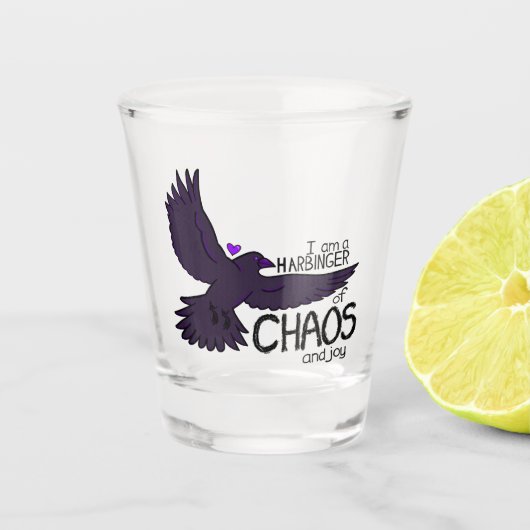 Chaos-Krähen-Teppich Schnapsglas (Vorderseite)