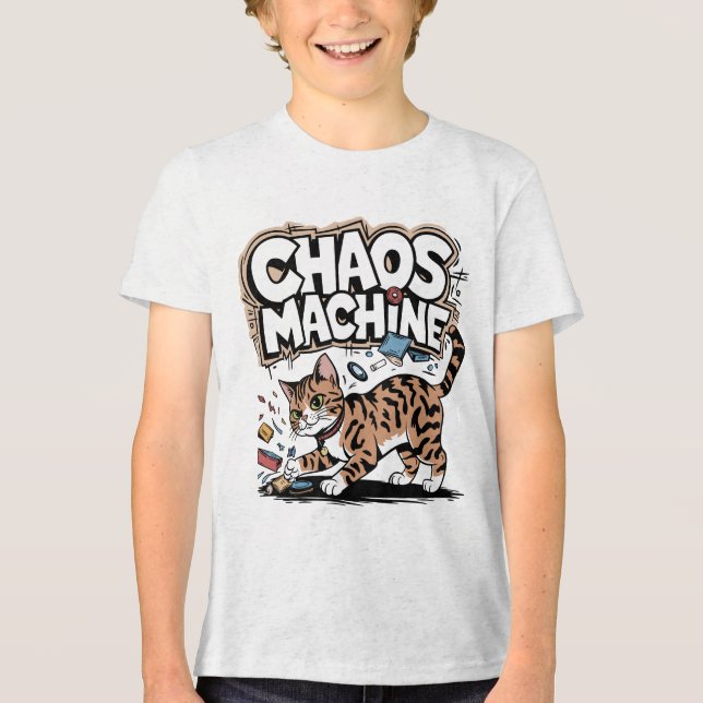 Chaos Machine Bengalisch Chat Funny Design Tri-Blend Shirt (Vorderseite)
