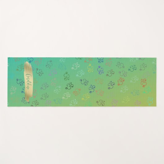 Chaos OMs | Green Ombre, Hübsch Om Yogamatte (Vorderseite (Horizontal))