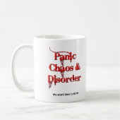 Chaos Panik und Unruhe Funny Mug Kaffeetasse (Links)