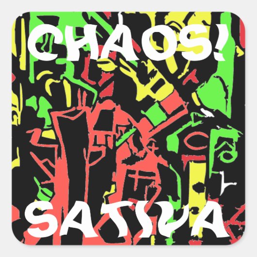 CHAOS SATIVA QUADRATISCHER AUFKLEBER (Vorderseite)